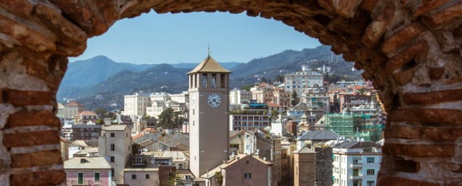 View of the city of Savona (Italy) from the castle "Priamar"